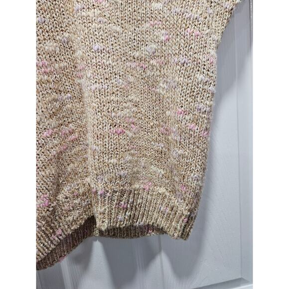 Vintage Jonathan Martin Glam Glittery Beige Cropped Sweater Size M Linen Blend - Picture 10 of 16